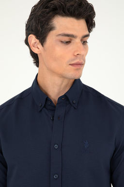 Мужская темно-синяя базовая рубашка с длинным рукавом Неожиданная скидка в корзине - U.s. polo assn фото 2