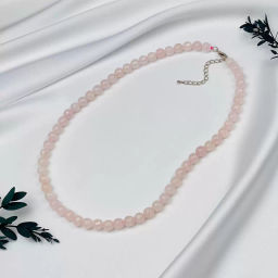 Бусы из Розового кварца огранка