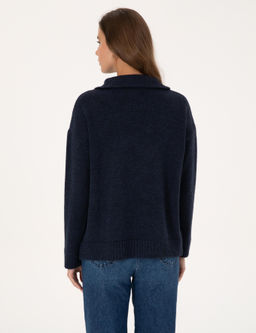 Lacivert Comfort Fit Fermuarl_ Dik Yaka Kazak - Pierre cardin фото 5