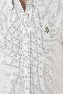 Мужская белая рубашка с принтом - U.s. polo assn фото 7