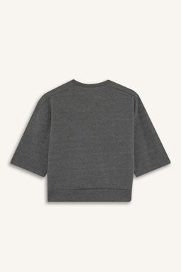 Oversize Geni_ Kal_p Bisiklet Yaka Bask_l_ Sweatshirt K_z _ocuk - Defacto фото 6
