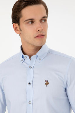 Мужская голубая базовая рубашка с длинным рукавом Неожиданная скидка в корзине - U.s. polo assn фото 2