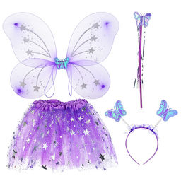 Набор "Крылья карнавальные" Фея (ободок, крылья, палочка, юбка) фиолетовый, в пакете