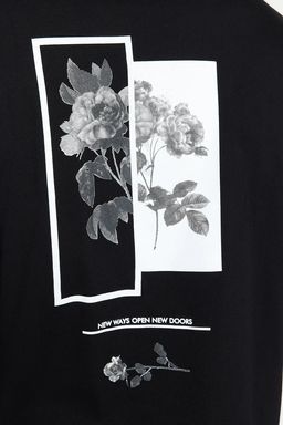 TRENDYOL MAN Siyah Buyuk Beden Oversize/Genis Kesim Rahat Cicek Bask?l? %100 Pamuklu T-Shirt TMNSS23TS00136 - Trendyolmilla фото 12