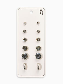 Цена за 3 шт. Серьги пусеты 6 пар «Романтика» круги, белые в серебре