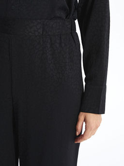 Beli Lastikli Desenli Saten Kad?n Pantolon