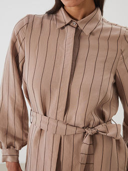 ?izgili Modal Kar???ml? G?mlek Elbise