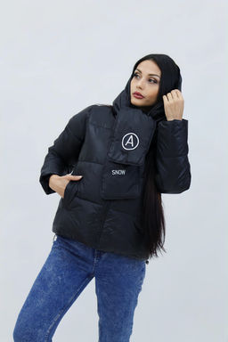 Демисезонная женская куртка весна осень +дутый шарф-косынка 8193