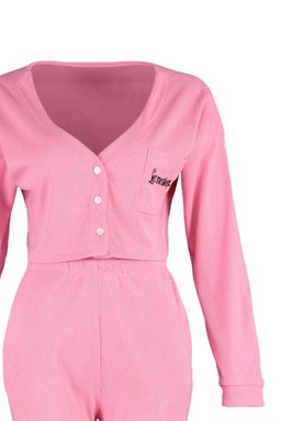 Trendyolmilla Pembe Fitilli Pamuklu Nak?sl? Orme Pijama Tak?m? THMAW22PT0511 фото 15