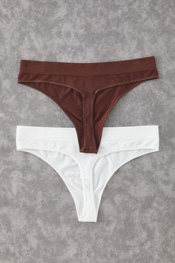 TRENDYOLMILLA Ekru-Kahverengi 2li Paket Seamless/Dikissiz Tanga Orme Kulot THMSS25KU00012  фото 7
