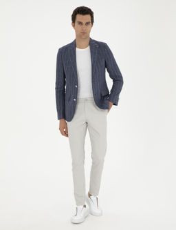 Льняная куртка узкого кроя цвета индиго - Cacharel фото 4