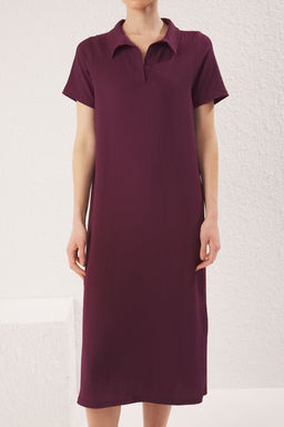 Murdum Polo Yaka K?sa Kol Midi Burumcuk/Dokulu Orme Elbise TWOSS24EL00478 - Trendyolmilla фото 4