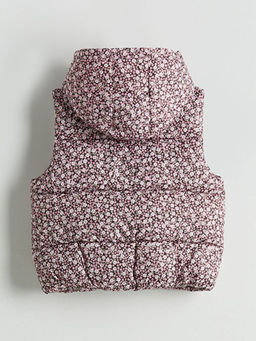 Kap??onlu ?i?ek Desenli K?z ?ocuk ?i?me Yelek