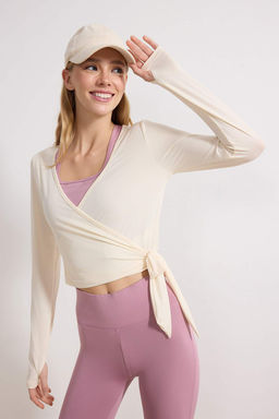 Siyah Micro Baglamal? Kruvaze Crop Bluz/Bolero THMSS26BZ00002 - Trendyolmilla фото 7