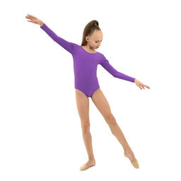 Купальник гимнастический Grace Dance, с длинным рукавом, р. 42, цвет фиолетовый  фото 4