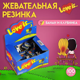 Цена за 100 шт. Жевательная резинка Love is Банан и клубника, 4.2 г