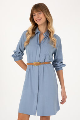 Kad_n A__k Mavi Dokuma Elbise - U.s. polo assn фото 2