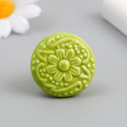 Ручка для шкатулки керамика, металл «Цветок», фисташка, 3.4×3.4×3.4 см