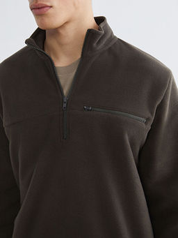 Dik Yaka Polar Erkek Sweatshirt