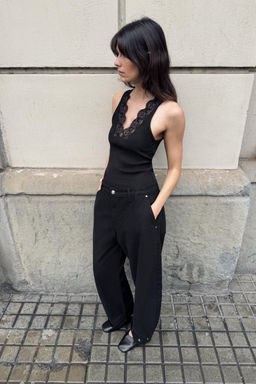 RIBBED LACE T-SHIRT