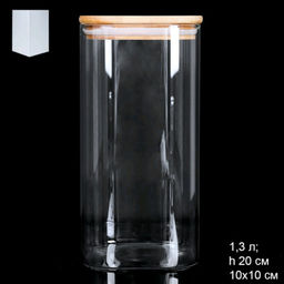 Банка квадратная бамбуковая крышка 1300 мл диаметр 100/20 см