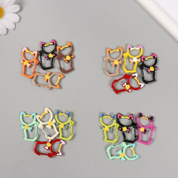 Цена за 4 шт. Карабин металл Кошечка с бантиком МИКС 3,7х2,1 см