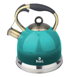 Чайник из нержавеющей стали 3 л со свистком ,цвет:зелёный R-7735 /RASHEL/