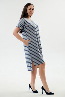 Туника женская из вискозы Полоса серо-черный макси - Амадэль фото 3