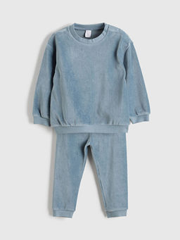 Bisiklet Yaka Kadife Erkek Bebek Sweatshirt ve E?ofman Alt?
