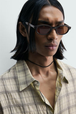 CAMISA RELAXED FIT JACQUARD CUADROS / Amarillo pastel - Zara фото 6