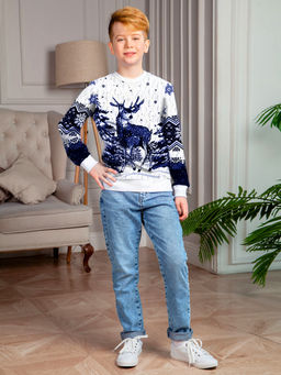 Свитшот " Северный Олень",белый