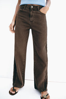 JEANS Z1975 LOOSE TIRO MEDIO COMBINADO CROCHET / Marr?n - Zara фото 3
