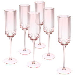 Бокал для шампанского 210мл "Enjoy Life" в наборе 6шт, цвет розовый