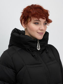 Пальто зимнее Visdeer 7702Ch женское утепленное 240 г/м² черное  фото 9
