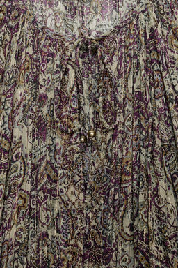 METALLIC THREAD PRINTED MINI DRESS