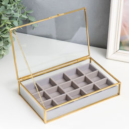 Шкатулка стекло с металлическим каркасом Модница с делениями 22х13,5х4,5 см - Simaland фото 3