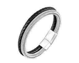 Браслет из кожи и стали, ALB96-1