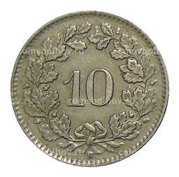 Монета 10 раппенов 1944 года Швейцария