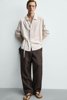 CAMISA FLUIDA RAYAS LAZO / Blanco - Zara фото 5