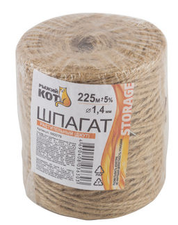 Шпагат растительный (джут) (бобина) в т/у d1,25мм 225м(082279)