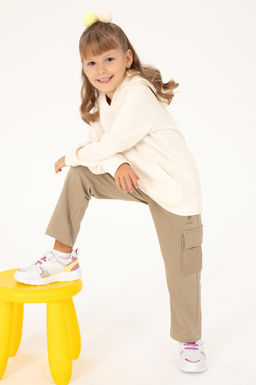 Светлые спортивные штаны цвета хаки для девочек - U.s. polo assn фото 2