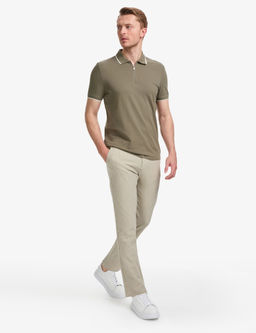 Haki Slim Fit Gofre Yazl_k Kanvas Pantolon