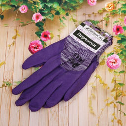 Цена за 12 шт. Перчатки нейлоновые "Меланж" с резиновым покрытием облив 3/4 8 р-р ДоброСад