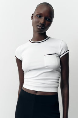 T-SHIRT WITH METALLIC THREAD TRIM - Zara фото 9