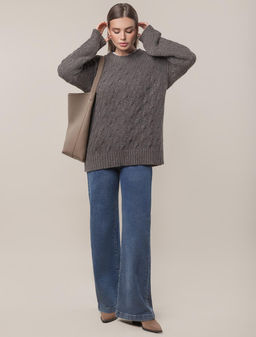 VILATTE / Джемпер крупной вязки из уютной пряжи с ангорой и мохером фото 4