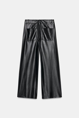 ZW COLLECTION TAILORED WIDE-LEG LEATHER-EFFECT TROUSERS - Zara фото 20