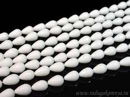 Бусины из агата белого капля гр.10*15мм, 39см, 27 бусин Радуга камня