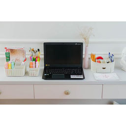 Подставка - органайзер для канцелярии «Вязание», 4 секции, белый ротанг