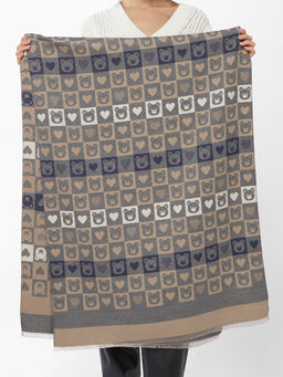 в составе ШЕРСТЬ и КАШЕМИР  Большой, мягкий, теплый двусторонний палантин с принтом. - Tantino фото 2