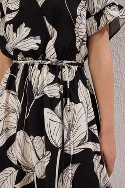 Siyah Kusakl? Cicekli F?rf?rl? Mini Dokuma Elbise TWOSS24EL00760 - Trendyolmilla фото 2